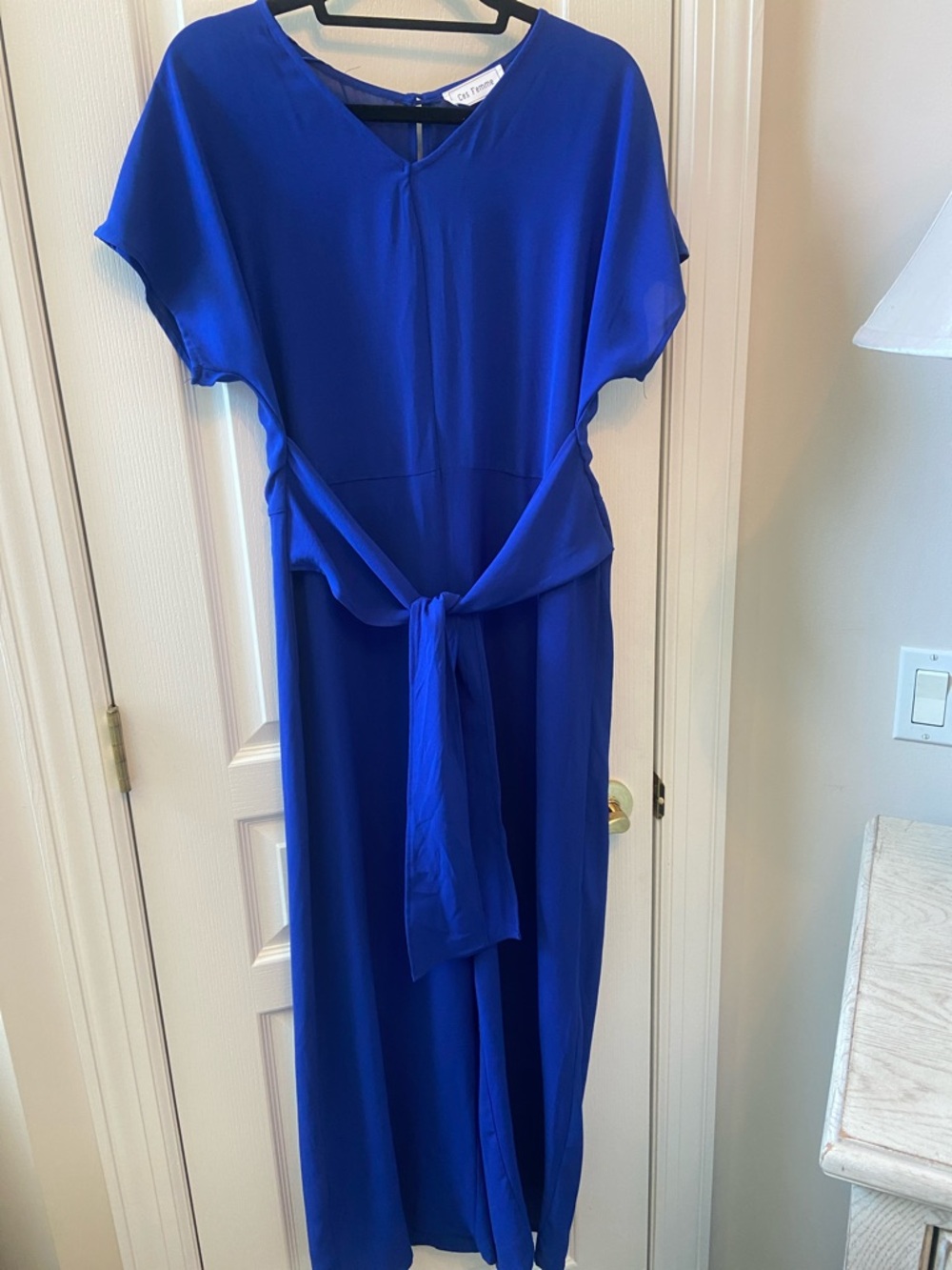 Ces Femme Cobalt Blue Tie-Waist Jumpsuit